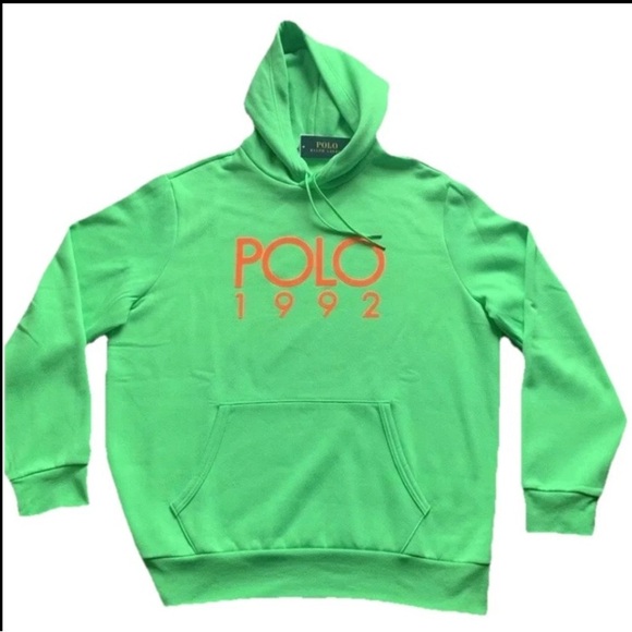 Men’s Polo Ralph Lauren Polo 1992 Logo Hoodie Green Size XL New - Picture 2 of 6